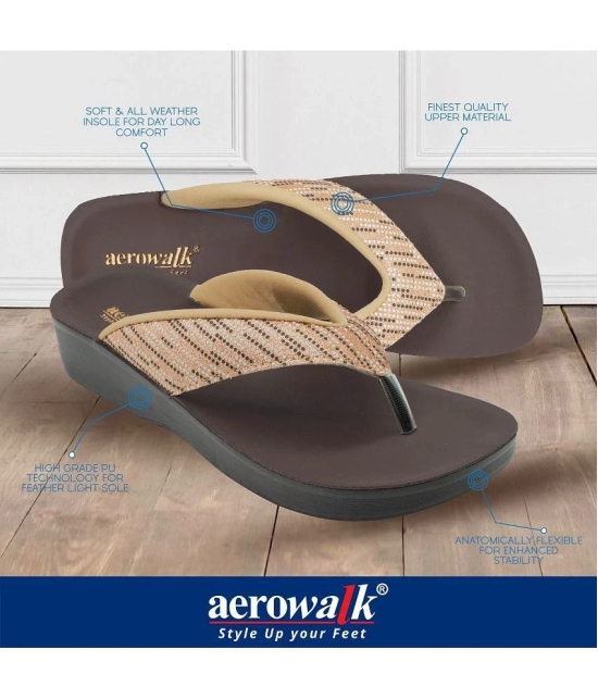 Aerowalk Gold Womens Leather Slipper - None