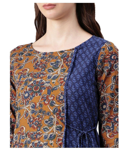 Alena - Blue Cotton Women's Angrakha Kurti - XXL