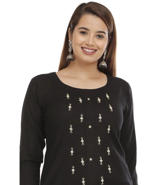 JC4U - Black Rayon Womens Straight Kurti ( Pack of 1 ) - None