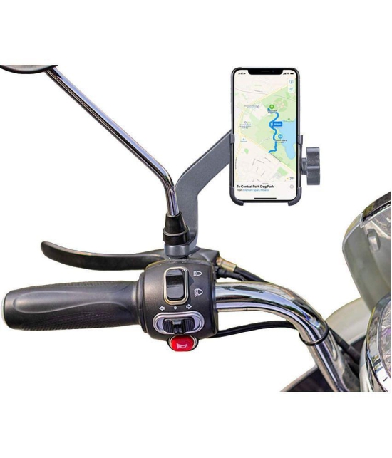 thriftkart CNC Aluminium Metal Body 360 Degree Rotating Mobile Holder Stand with Quick Charge USB for Bike, Activa, Scootey (Mirror Fitting)