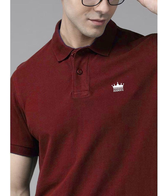 ADORATE Cotton Blend Regular Fit Solid Half Sleeves Mens Polo T Shirt - Maroon ( Pack of 1 ) - None