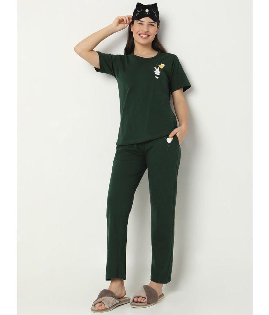 Smarty Pants Green Cotton Women's Nightwear Nightsuit Sets ( Pack of 1 ) - None