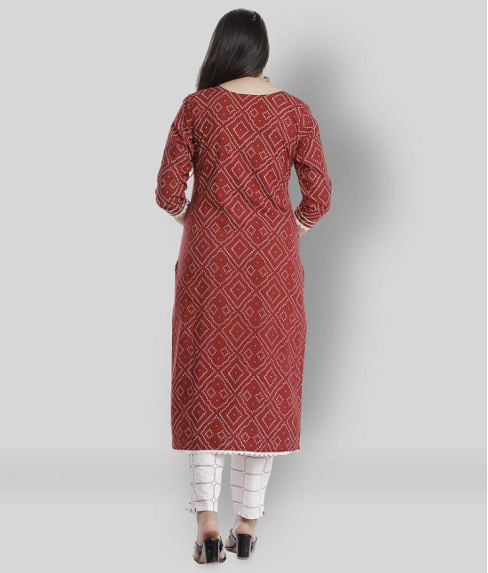 JC4U - Maroon Straight Cotton Women''s Stitched Salwar Suit ( Pack of 1 ) - XL