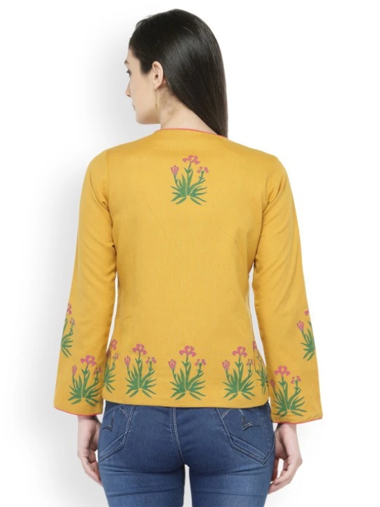 Women Mustard Printed Tailored Jacket