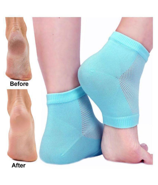 Silicone Gel Pad Socks Heel Support 1 Pair In Blue - None