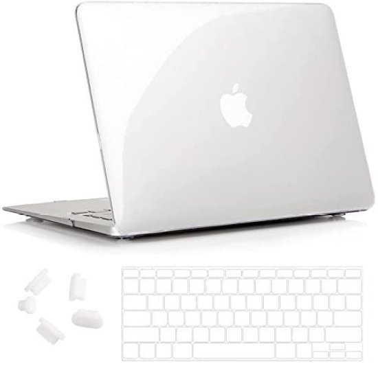 Hi-Lite Essentials Hard Shell Case Cover for Apple MacBook Air M1 13 inch [2020 2019 2018 Release] M1 A2337 A2179 - Transparent (Keyboard Guard Free Inside)