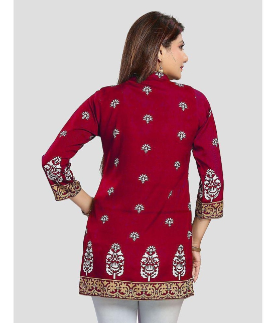 Meher Impex Crepe Printed A-line Womens Kurti - Red ( Pack of 1 ) - None