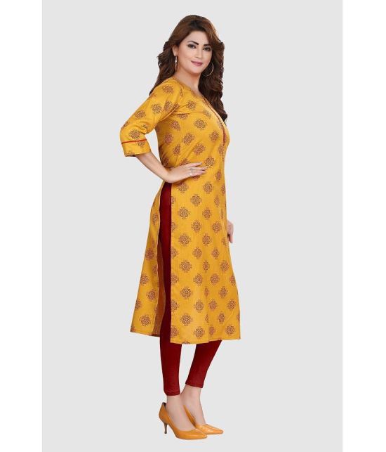 Meher Impex - Gold Cotton Women''s Straight Kurti ( Pack of 1 ) - None