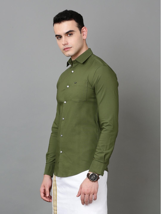 Kalyan Silks Cotton Shirt with Olive Green by JustmyType