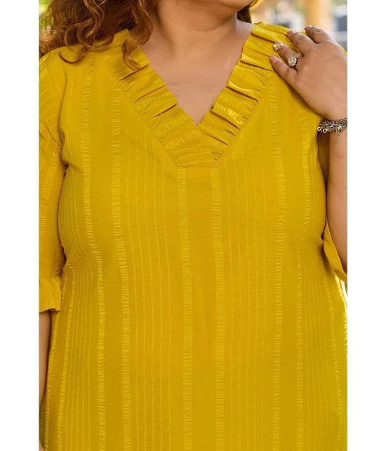 PrettyPlus by Desinoor.com Georgette Striped Straight Womens Kurti - Yellow ( Pack of 1 ) - None