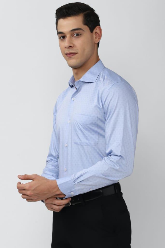 Men Blue Regular Fit Formal Full Sleeves Formal Shirt