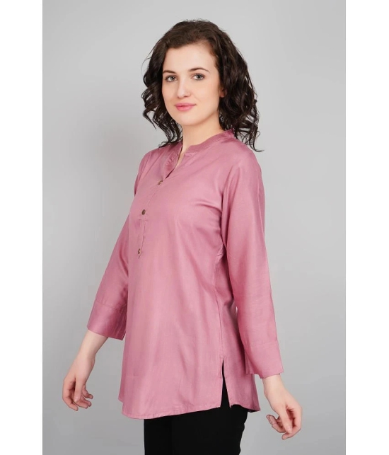 PPTHEFASHIONHUB Rayon Solid Straight Womens Kurti - Mauve ( Pack of 1 ) - None