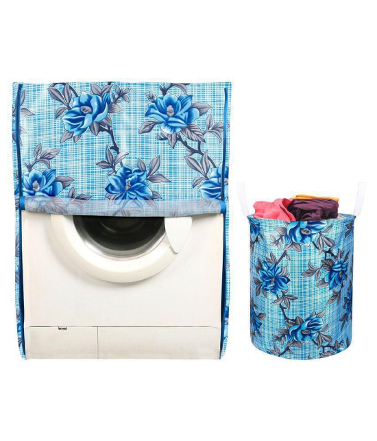 E-Retailer Set of 2 Polyester Blue Washing Machine Cover for Universal 8 kg Front Load - Blue