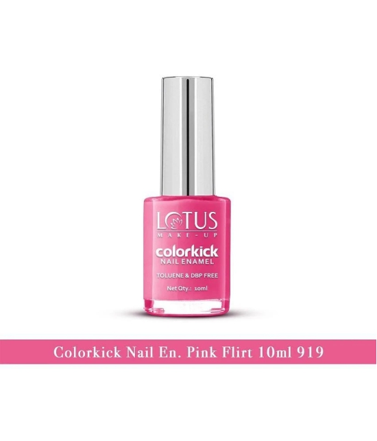 Lotus Make, Up Colorkick Nail Enamel, Pink Flirt 919, Chip Resistant, Glossy Finish, 10ml