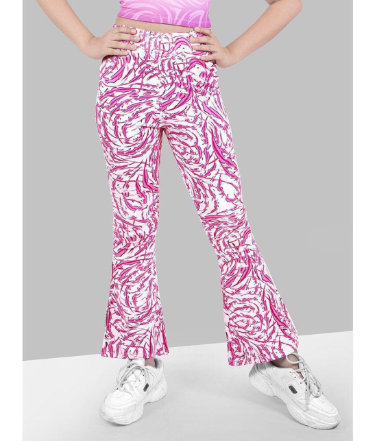 Pink printed Flared jeggings - None