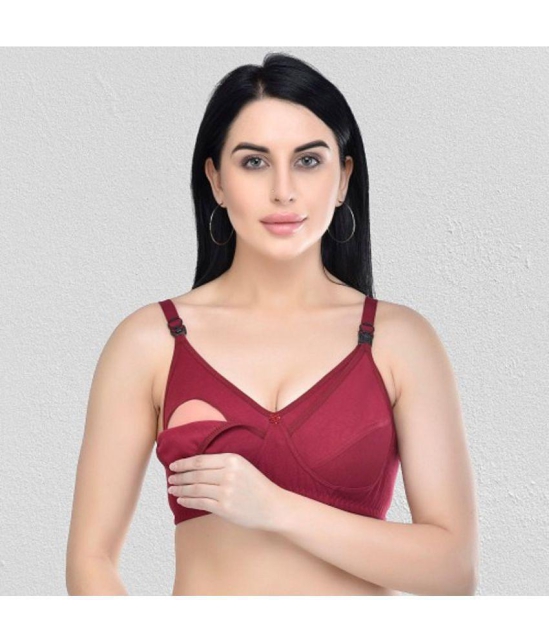 Zourt - Maroon Cotton Solid Women's Maternity Bra ( Pack of 1 ) - 36B