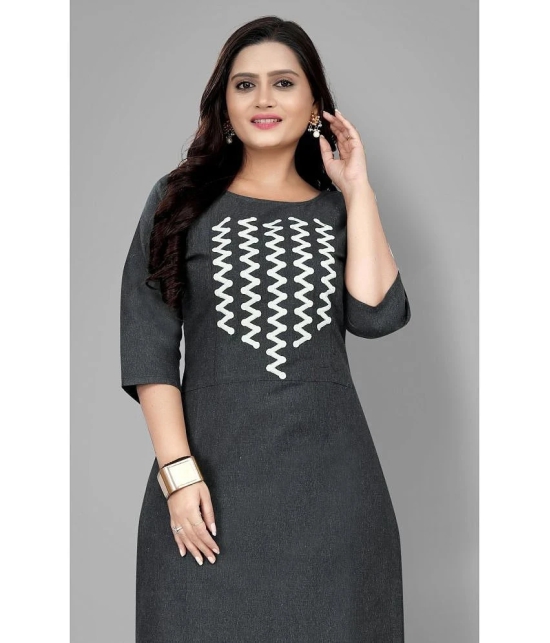 RIAANA - Black Cotton Womens Straight Kurti ( Pack of 1 ) - None