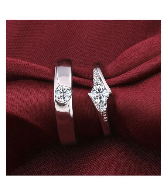 Paola  Adjustable Couple Rings Set for lovers Silverplated  Antique Solitaire couple ring For Men And Women Jewellery - None