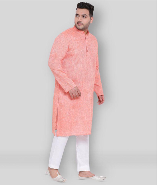 Hangup - Orange Linen Regular Fit Mens Kurta Pyjama Set ( Pack of 1 ) - None