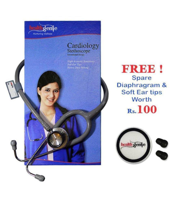 Healthgenie HG-301G  Doctors Dual Stainless Steel Stethoscope 65 cm Cardiology Grey