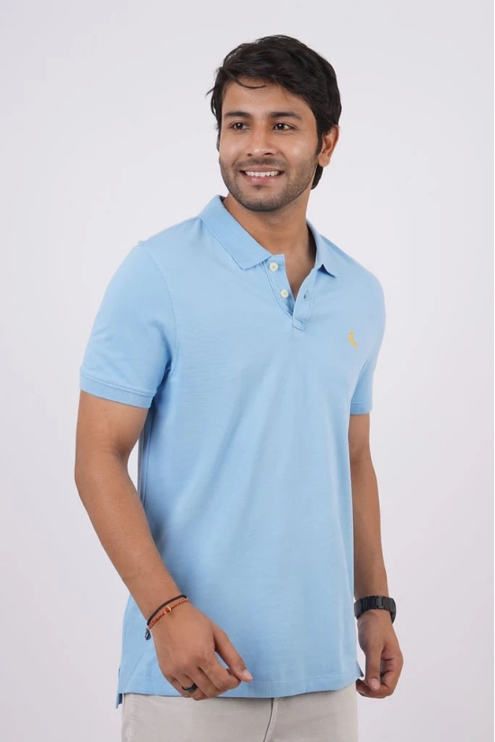 Men's Sky Blue Embroidery Polo T-Shirt