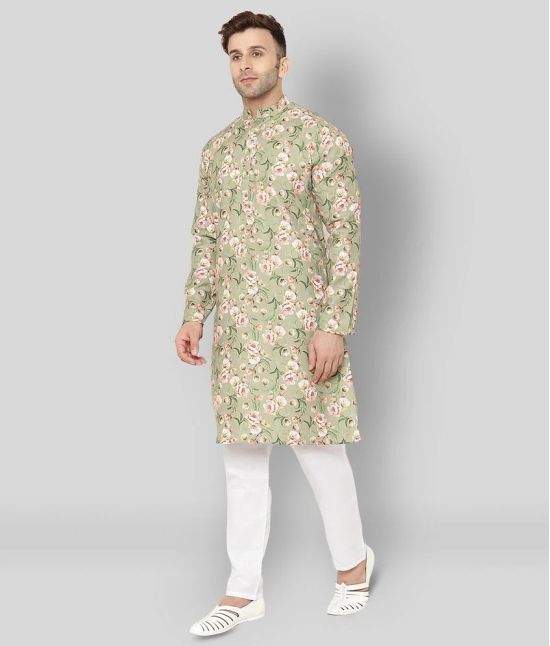 Hangup Green Cotton Kurta Pyjama Set Single Pack - None