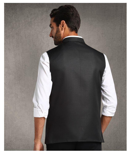 Hangup Black Cotton Blend Nehru Jacket Single Pack - None