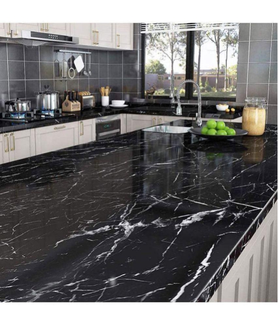 Gatih - Black Marble Wall Paper Peel and Stick Countertop Wallpaper ( Pack of 1 )