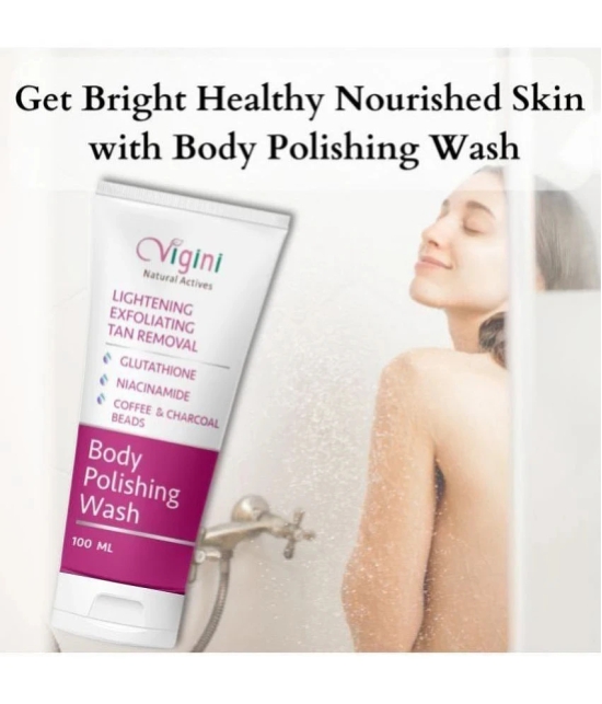 Vigini Skin Lightening Whitening Fairness Body Brightening Polishing Exfoliating Exfoliator D-Tan Pigmentation Dark Spots Removal Remover Scrub Gel Face Wash Glutathione Niacinamide Coffee C