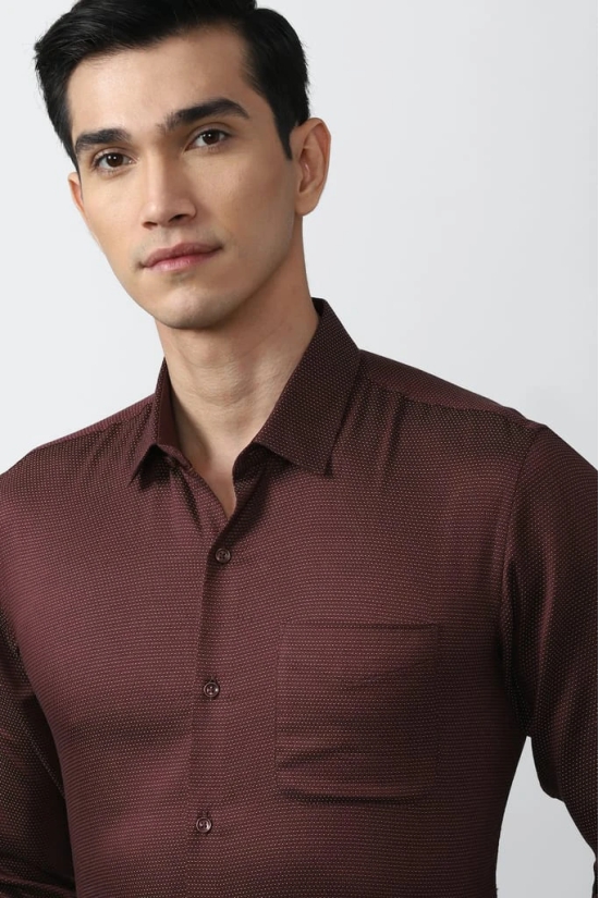 Men Brown Regular Fit Formal Full Sleeves Formal Shirt