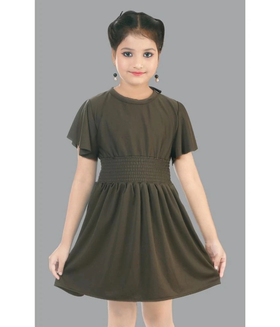 Coxxup Olive Crepe Girls Fit And Flare Dress ( Pack of 1 ) - None