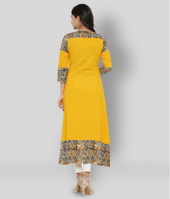 Yash Gallery - Yellow Cotton Womens Flared Kurti ( Pack of 1 ) - 3XL