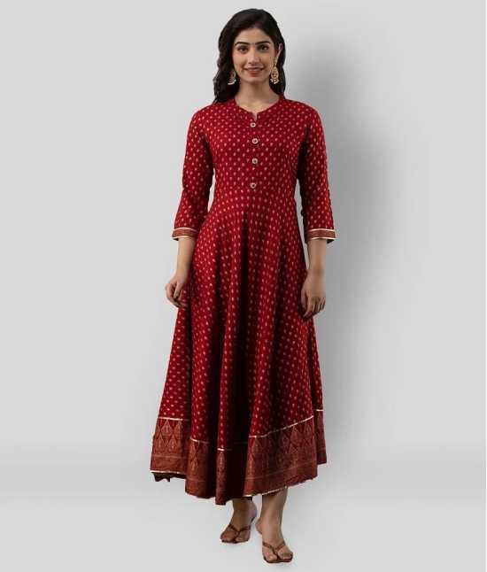 Lee Moda - Maroon Rayon Womens Flared Kurti ( Pack of 1 ) - XL