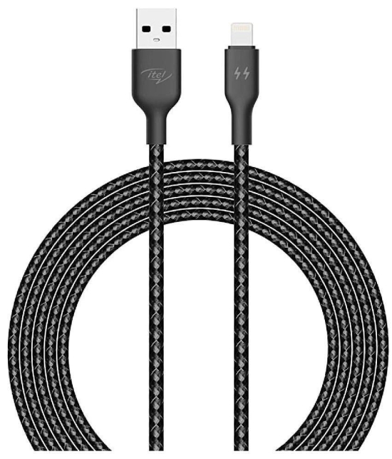 itel - Black 2.4 A Lightning Cable 1 Meter - Black