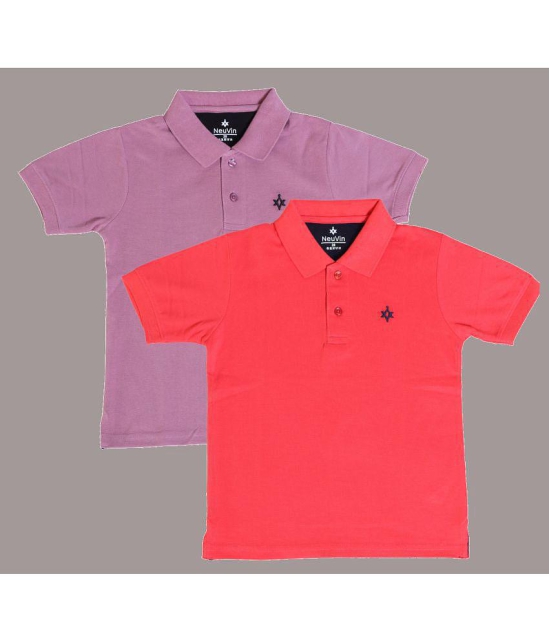 NEUVIN - Multi Color Cotton Blend Boy's Polo T-Shirt ( Pack of 2 ) - None