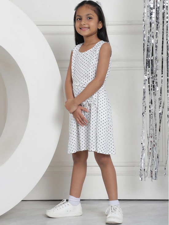 MINI & MING Girls Polka Dot Printed Tie-Ups A-Line Dress