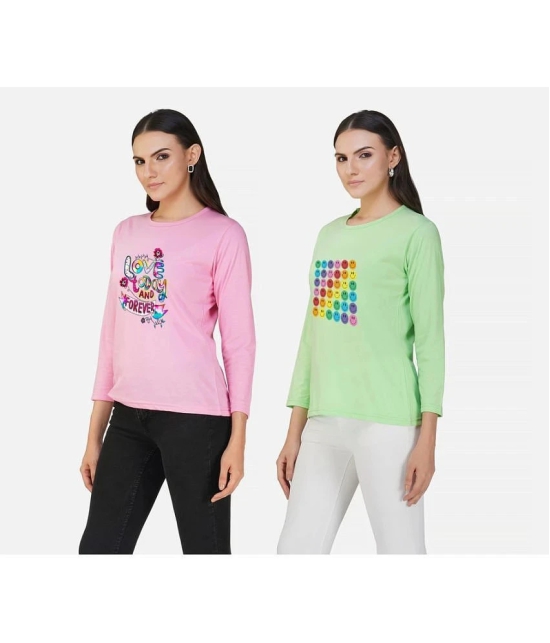 CHOZI - Multi Color Cotton Blend Regular Fit Womens T-Shirt ( Pack of 2 ) - None