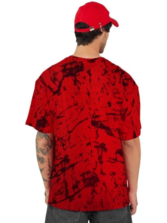 Leotude Cotton Blend Oversized Fit Dyed Half Sleeves Mens Round T-Shirt - Red ( Pack of 1 ) - None