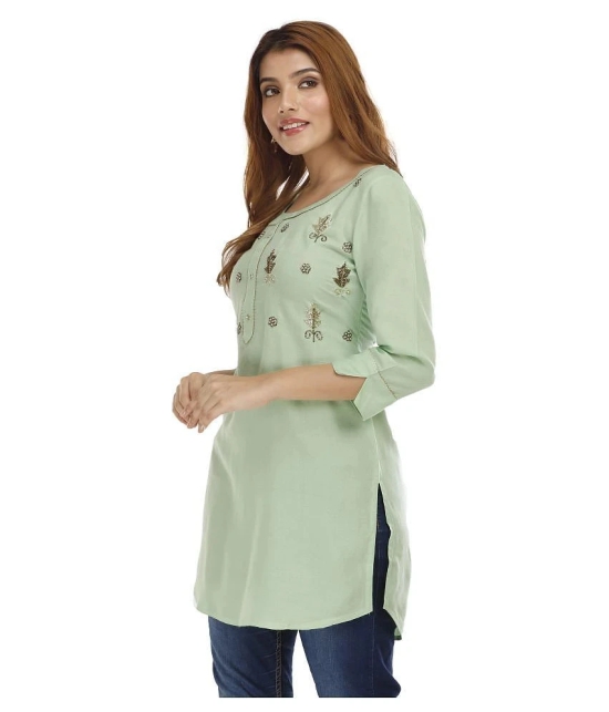 JC4U - Green Rayon Womens Straight Kurti ( Pack of 1 ) - XL