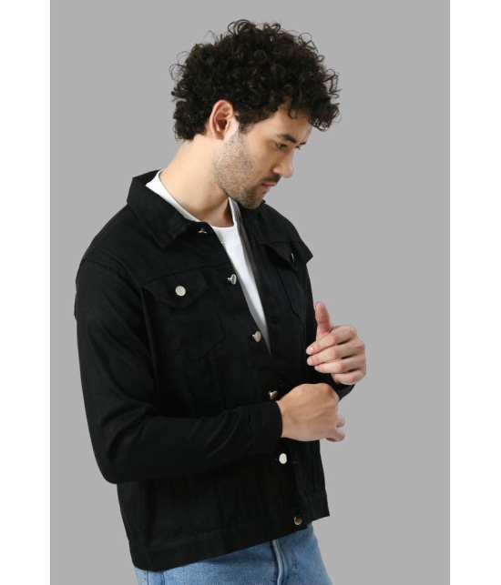 DKGF Fashion Cotton Blend Mens Denim Jacket - Black ( Pack of 1 ) - None