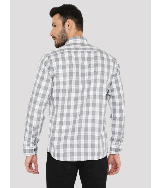 Maharaja Cotton Blend Slim Fit Checks Full Sleeves Mens Casual Shirt - Grey ( Pack of 1 ) - None