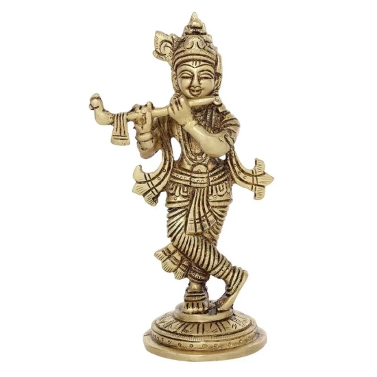 Lord Krishna Idol | 100% Pure Brass | Antique Finish Small