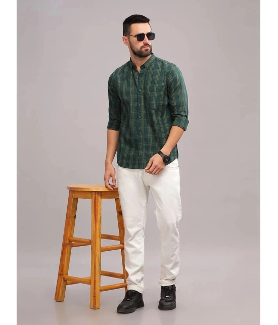 Paul Street 100% Cotton Slim Fit Checks Full Sleeves Mens Casual Shirt - Green ( Pack of 1 ) - None