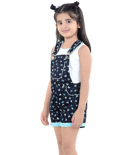 Naughty Ninos - Navy Blue Cotton Girls Dungarees ( ) - None