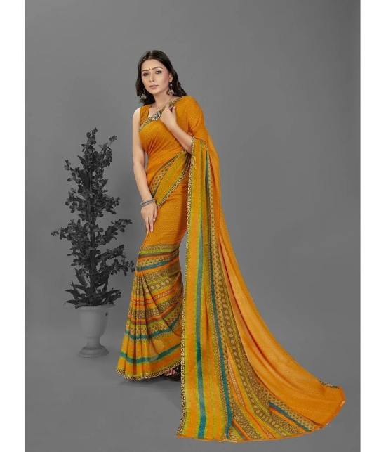 ANAND SAREES - Yellow Georgette Saree With Blouse Piece ( Pack of 1 ) - Yellow