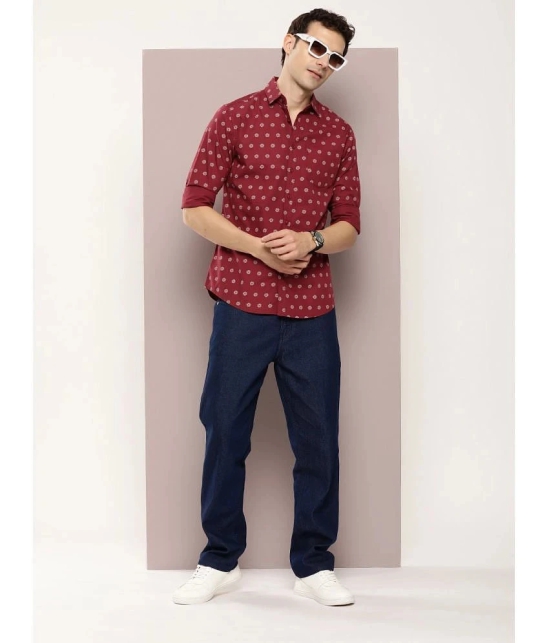 Dillinger 100% Cotton Regular Fit Printed Full Sleeves Mens Casual Shirt - Maroon ( Pack of 1 ) - None