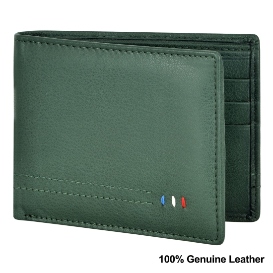 Lorenz Forest Green Leather Bi-Fold Wallet - RFID Blocking