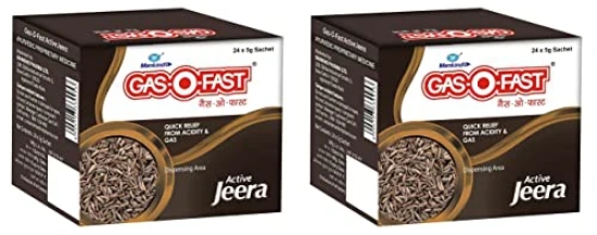 Mankind Gas-O-Fast For Relieving Acidity Active Jeera- 24x 5gSachet x Pack of 2