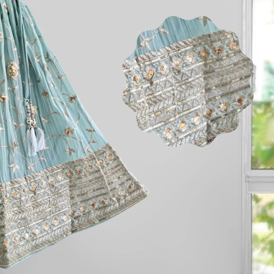 Pastel Blue Ethnic Dress With Beautiful Glowing Ivory Design-22 (3-4 years)