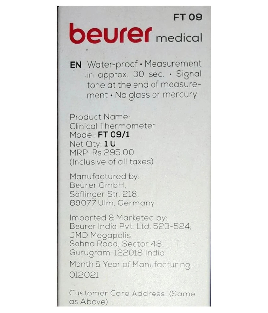 Beurer FT 09 Digital Clinical Flexible Tip Thermometer - White